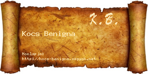 Kocs Benigna névjegykártya